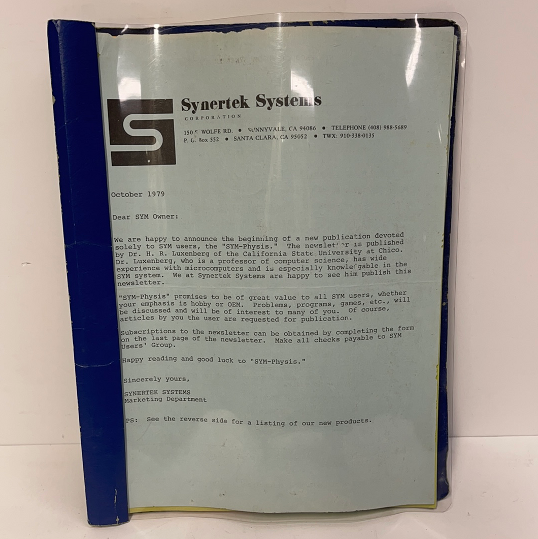 Synertek Incorporated October 1979 Sym-Physis publication. Free Shipping